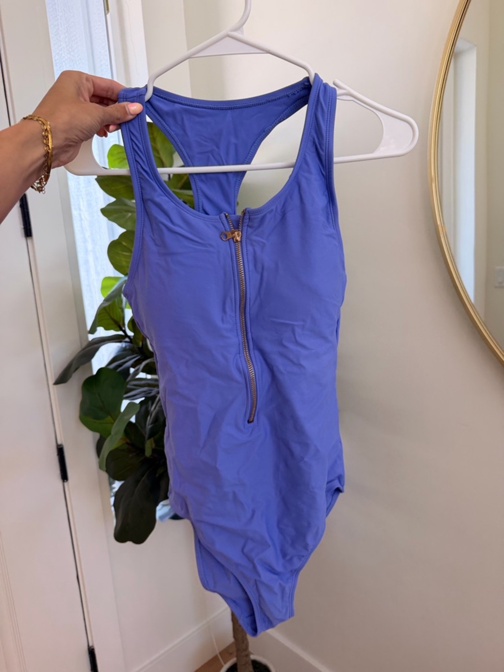 Women’s One-Piece Swimsuit with Front Zip - Periwinkle